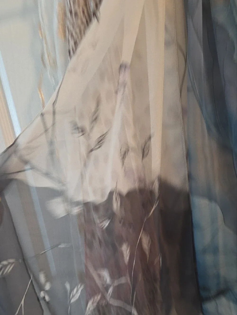 Elegant Sheer Decorative Scarves  Set of 4 - White, Leopard Print, Gray-Blue